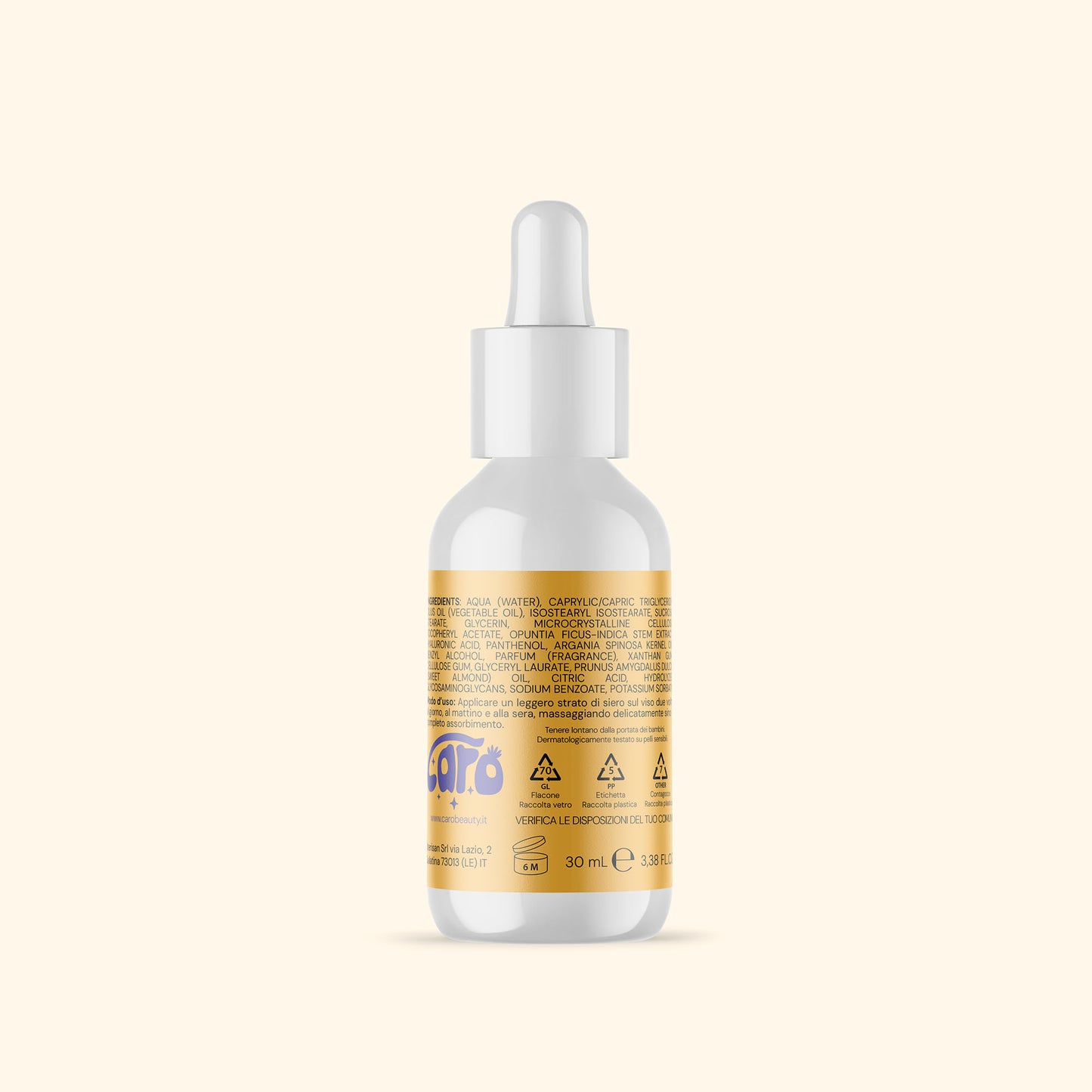 Caroluce Caro Beauty Siero Viso Pelli Secche Miste Mature Argan Ialuronico Gel viso idratante con finish luminoso e fresco 5
